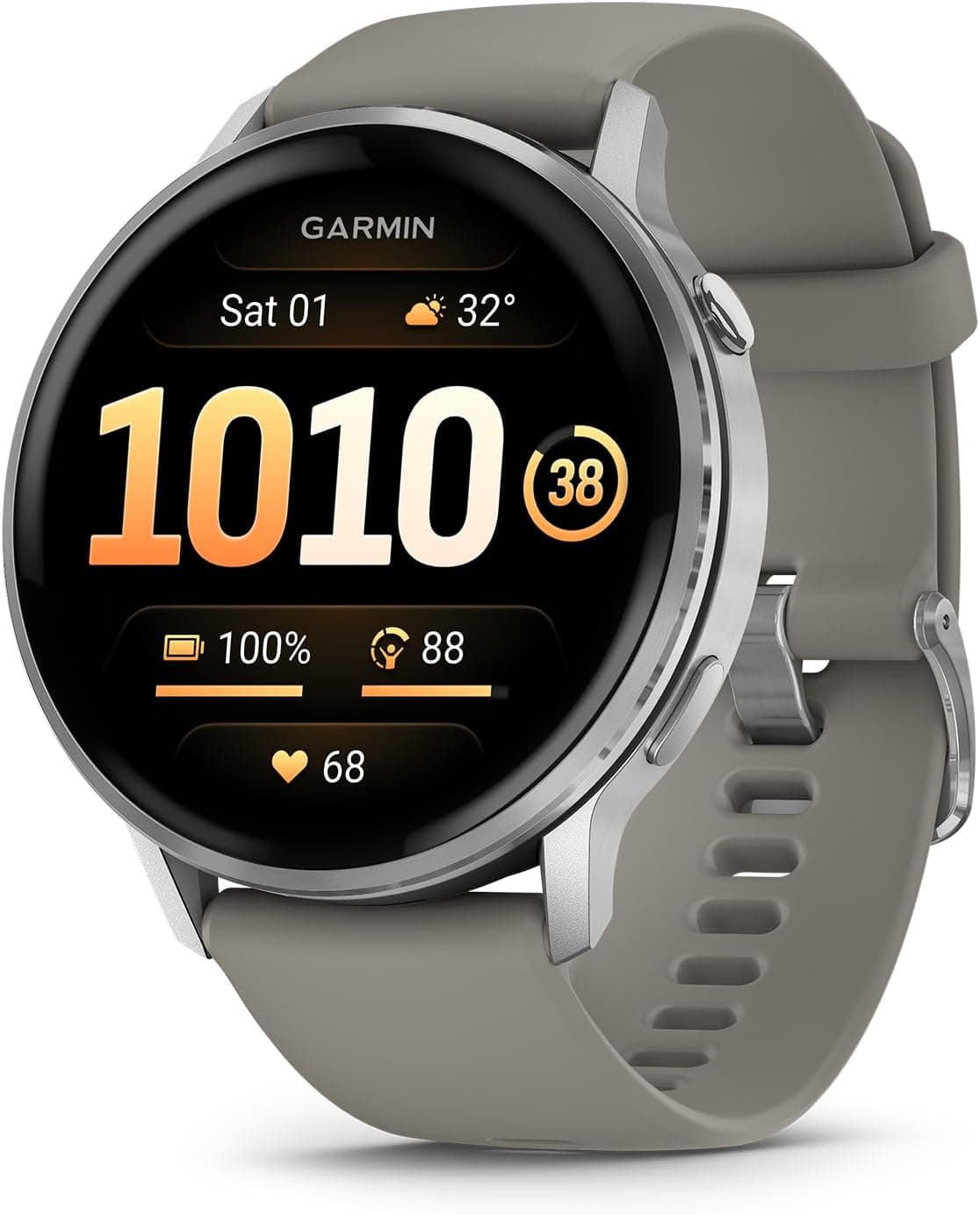 Garmin Venu 4 45mm GPS Smartwatch, Silver with Silver Gray Band