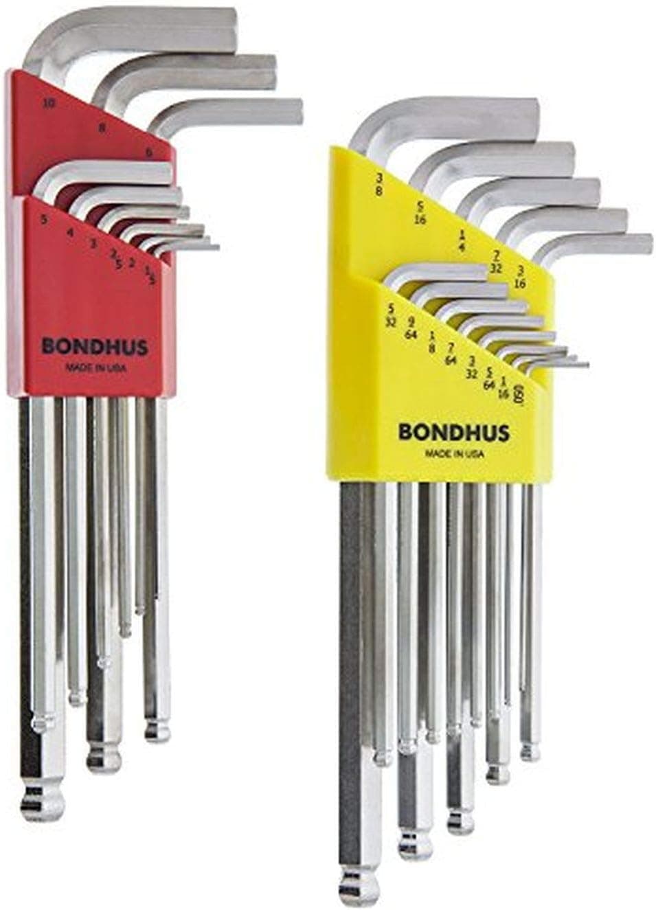 Bondhus 26999 Ball End Tip Hex Key L-Wrench Set with BriteGuard, 13 Piece