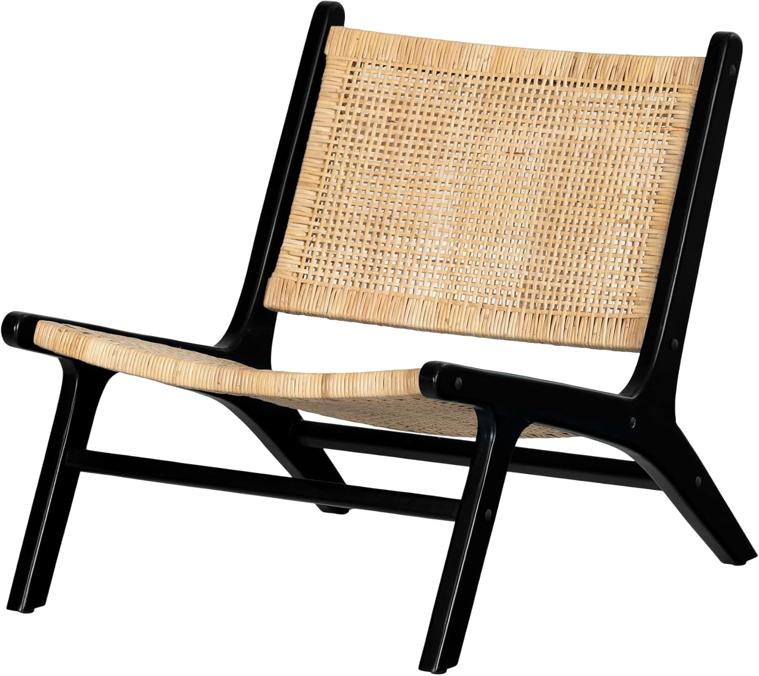 South Shore Furniture Balka Rattan Lounge Chair Rattan and Black, Bohemian Harmony