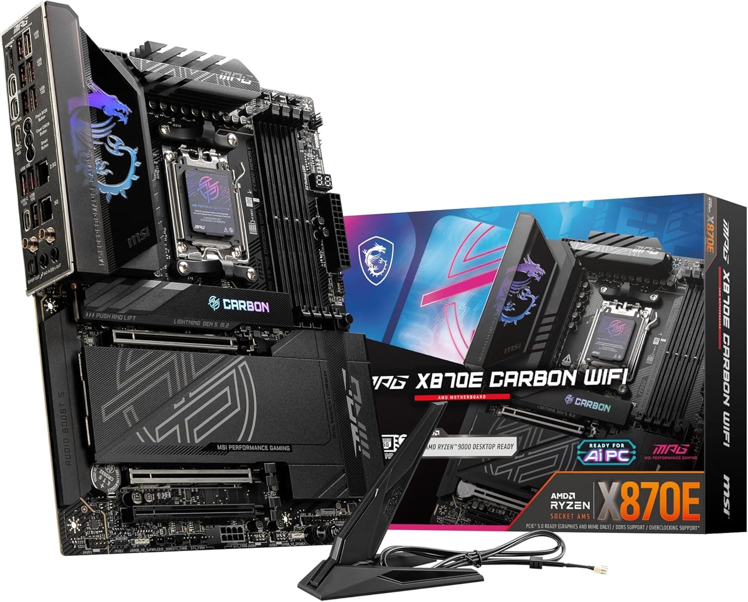 MSI MPG X870E Carbon Gaming Motherboard (AM5, DDR5, PCIe 5.0)