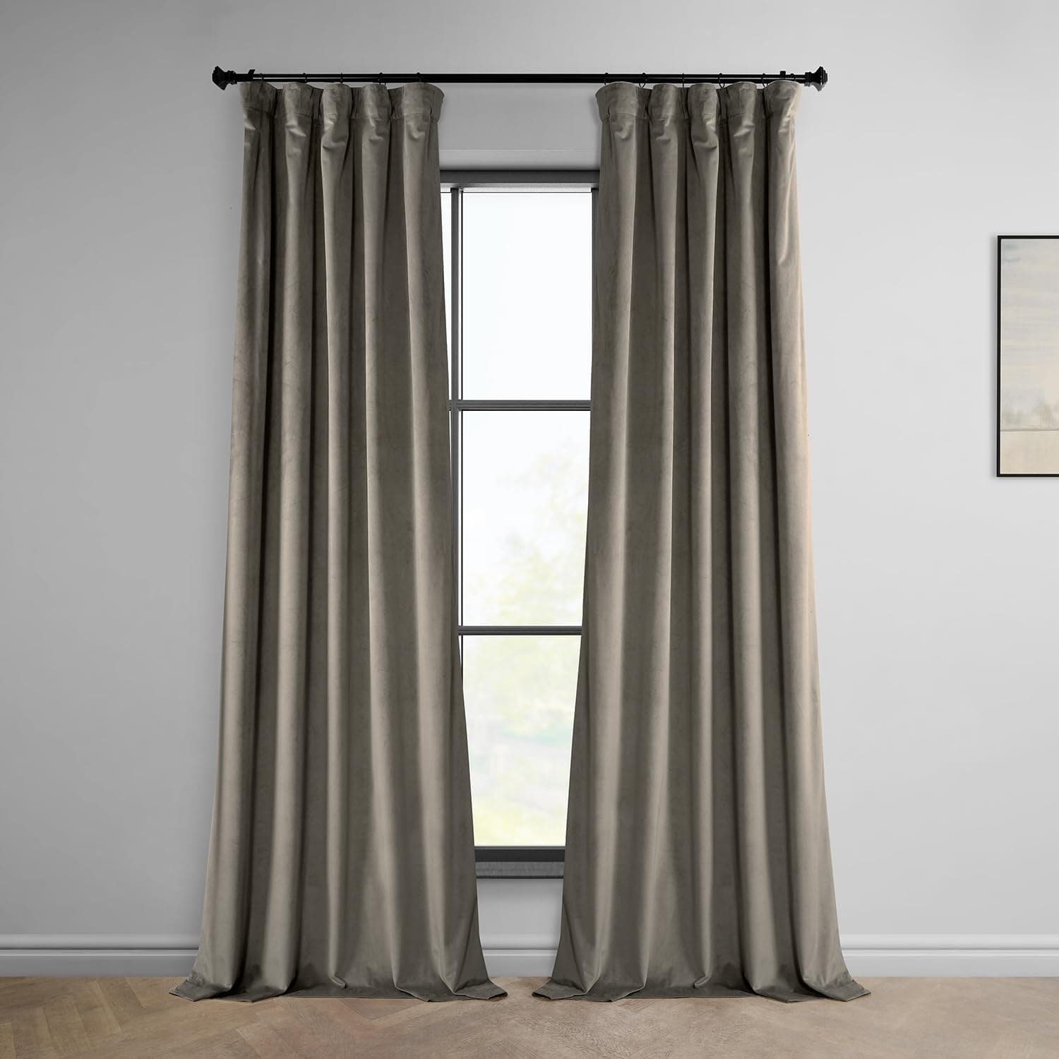 HPD Plush Velvet Curtain 50x108 Taupe (1 Panel)
