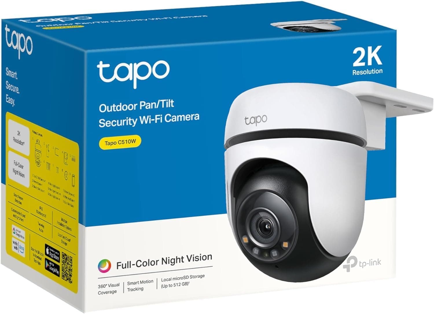 Tapo C510W 2K/3MP Pan-Tilt Outdoor Wi-Fi Camera