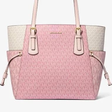 Michael Kors Voyager Large Color-Block Signature Logo Tote