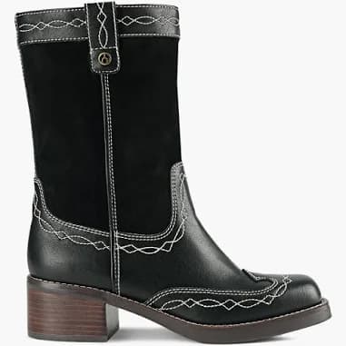 WISHBONE WILMA Black Faux Leather Boots