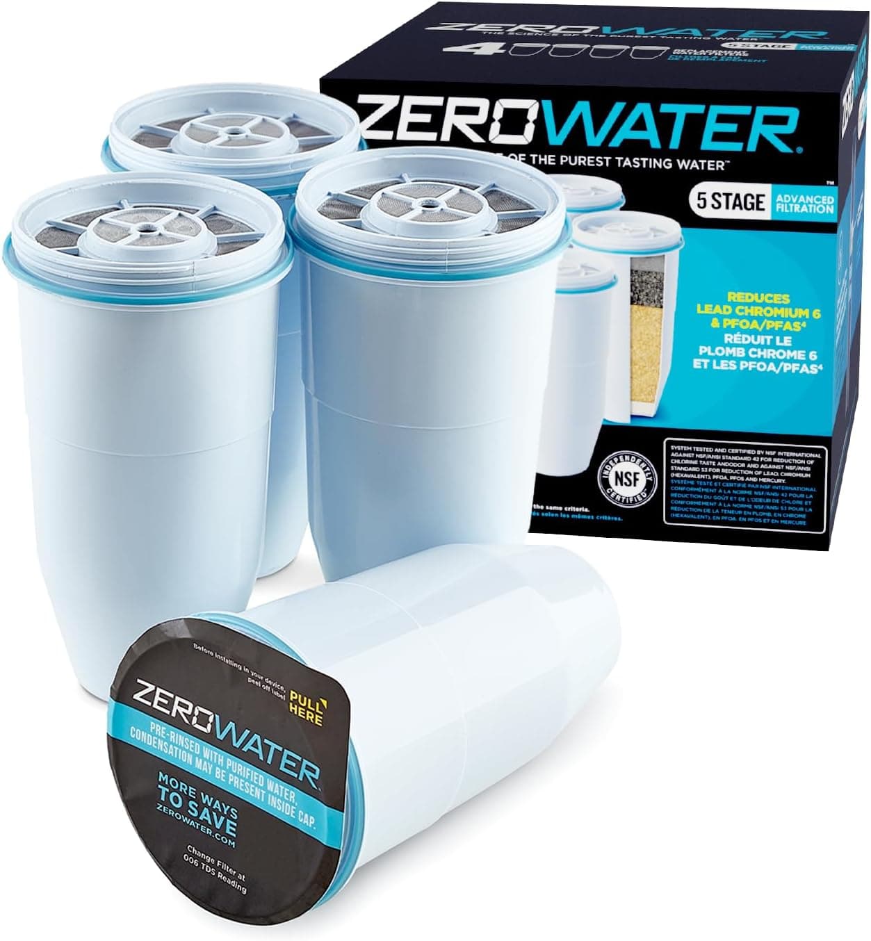 Culligan ZeroWater Replacement Filter 5-Stage 0 TDS (4-Pack)