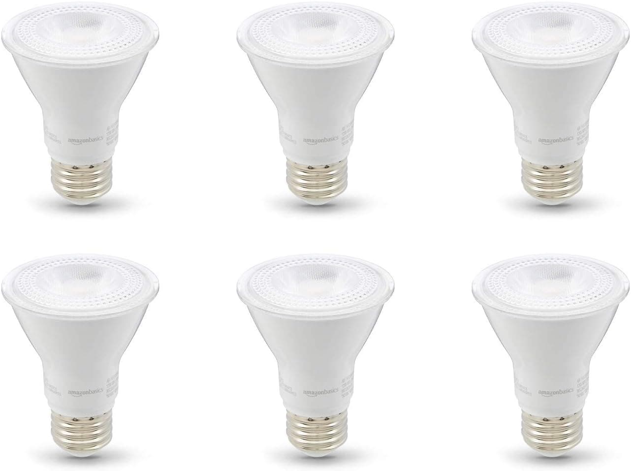 Amazon Basics PAR20 LED Light Bulb 50W Equivalent, Warm White, Dimmable, 6-Pack