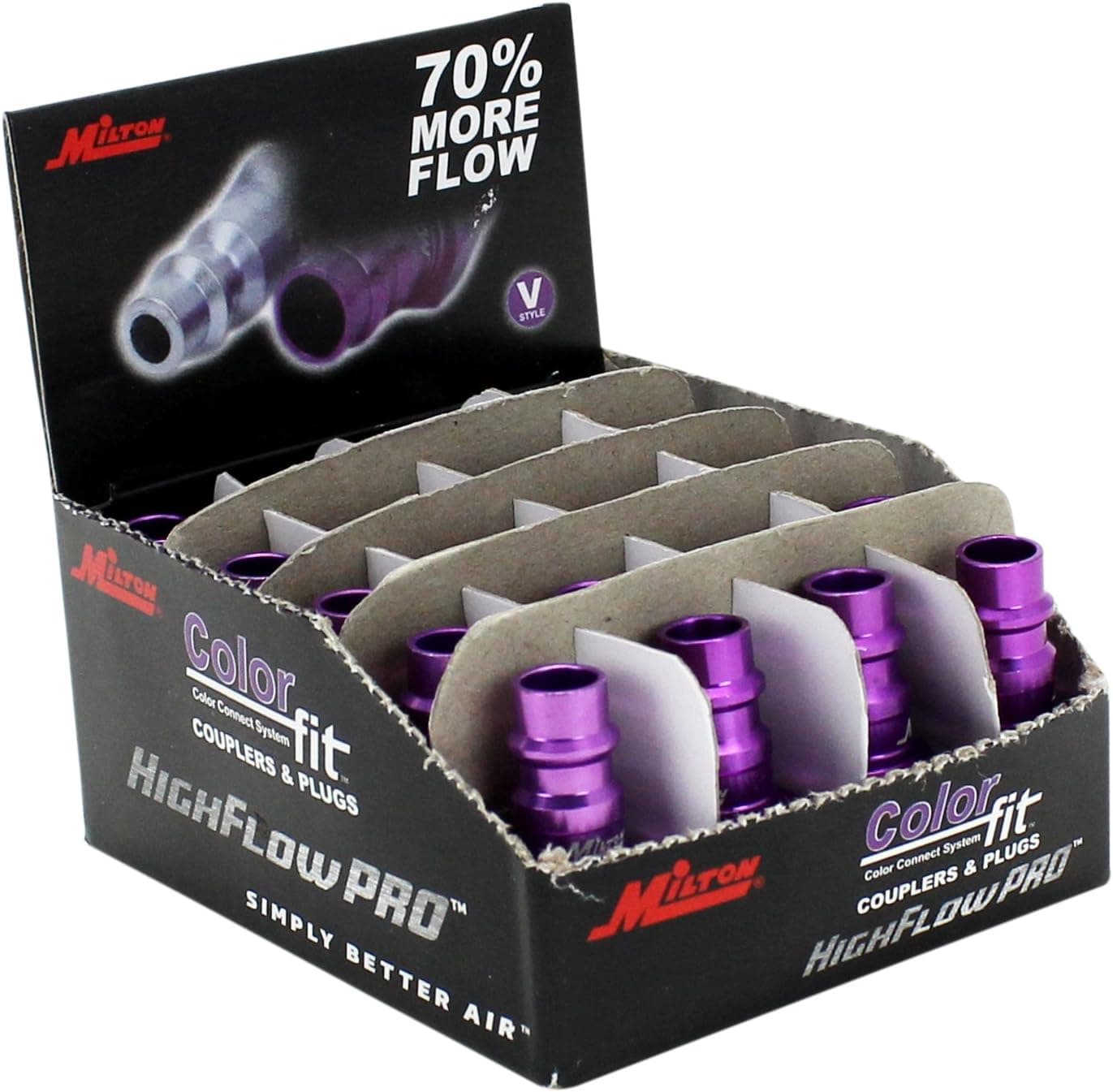 ColorFit HIGHFLOWPRO 760VC-20 Pneumatic Plugs (V-Style, Purple) 1/4" NPT
