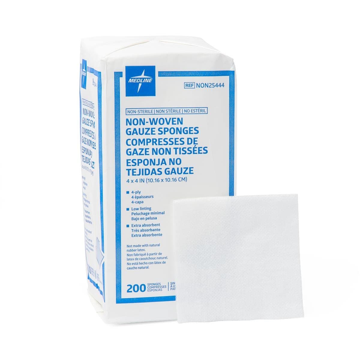 Medline Avant Gauze; Non-Woven and Non-Sterile Sponges; 4x4 Inch; 200-Count