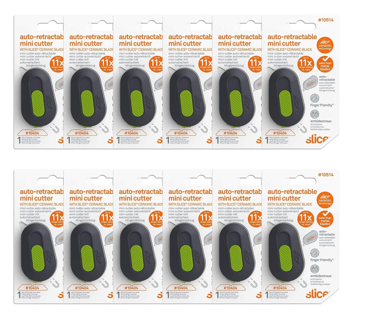 Slice 10514-CS Auto-Retractable Mini Cutter, Pack of 12
