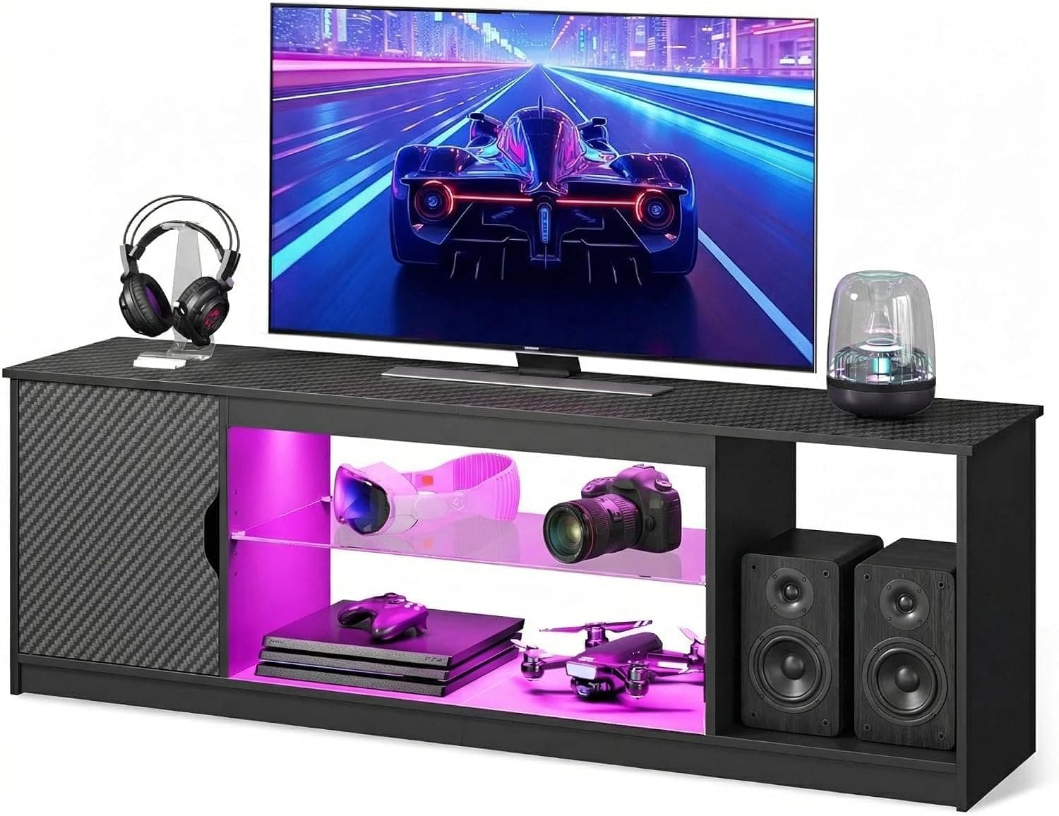 Bestier TV Stand for 65 Inch TV with Open Storage Shelves