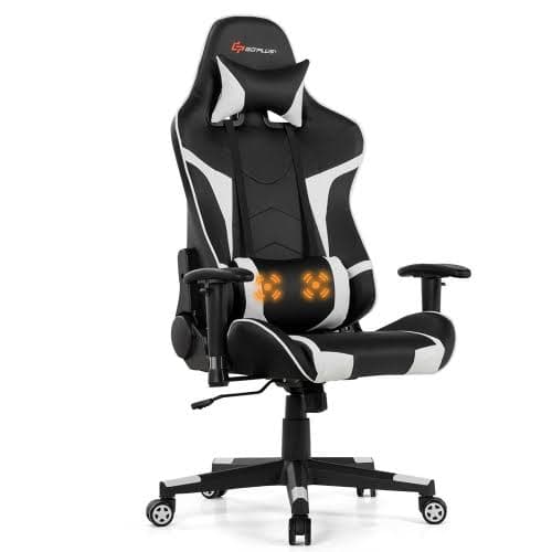 Costway Reclining Swivel Massage Gaming Chair