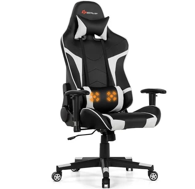 Costway Reclining Swivel Massage Gaming Chair