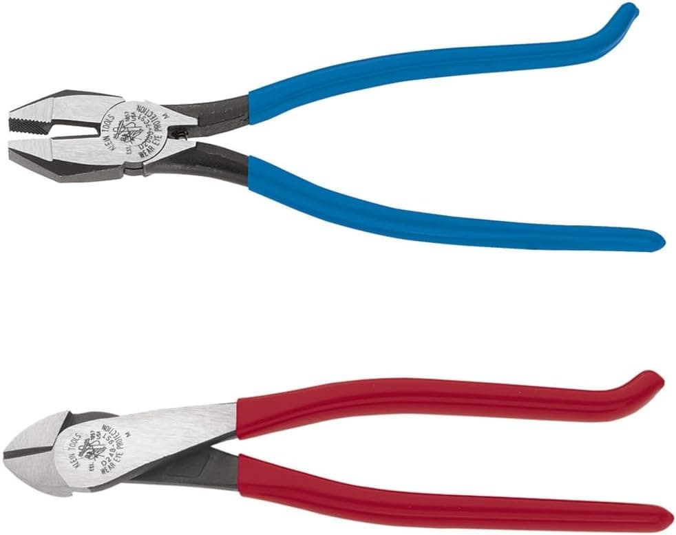 Klein Tools 94508 Pliers Set - Ironworker's Diagonal Cutting & Heavy Duty Side Cutters (2-Piece)