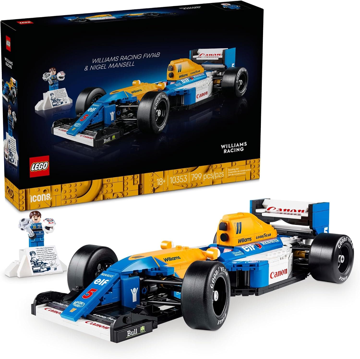 LEGO Icons Williams Racing FW14B & Nigel Mansell F1 Model Car Kit