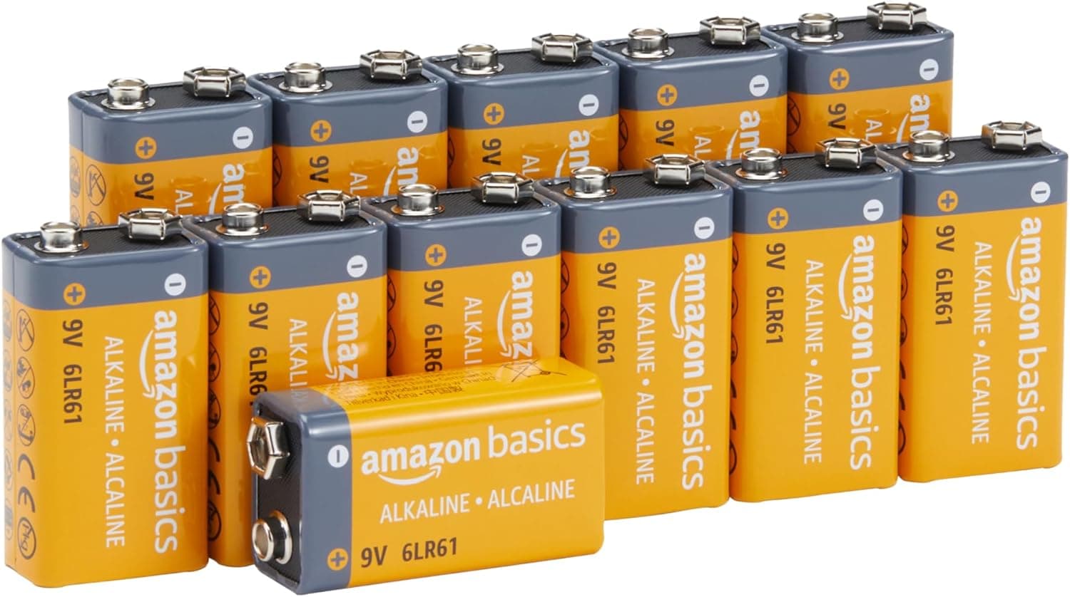 Amazon Basics 9 Volt Everyday Alkaline Batteries - Pack of 12