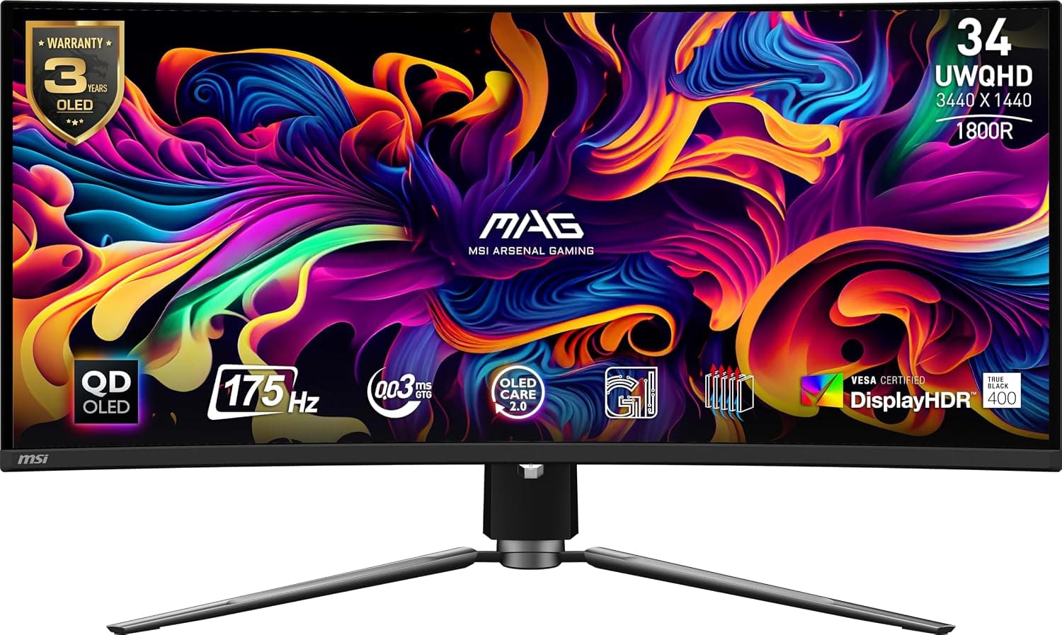 MSI MAG341CQP QD-OLED 34 Curved Gaming Monitor
