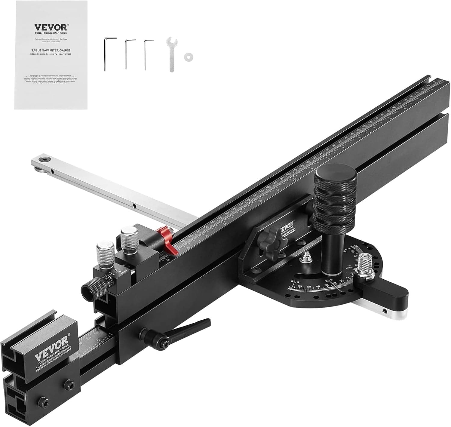VEVOR Precision Miter Gauge for Table Saw, Aluminum Alloy with 19-35 in Grating